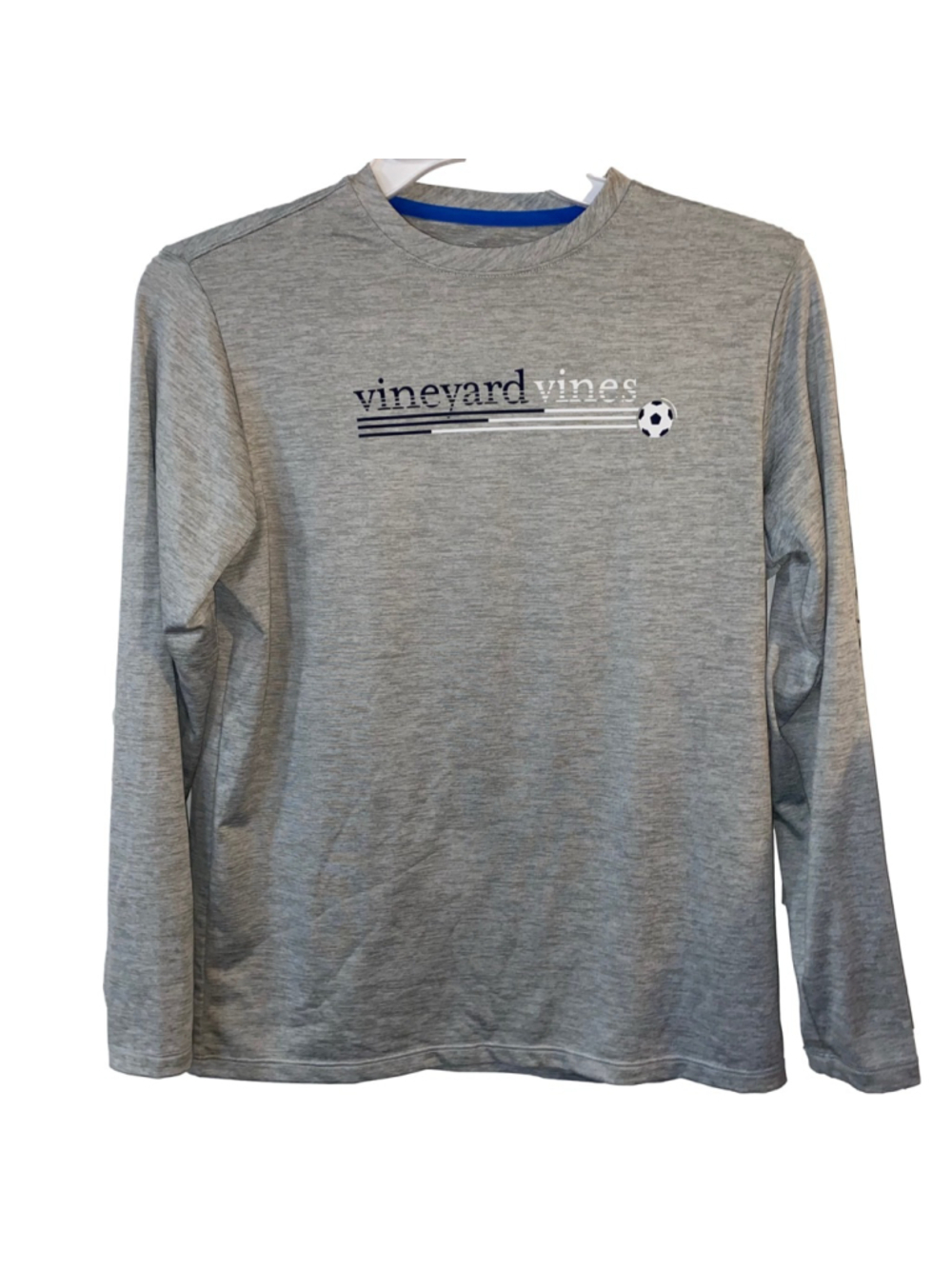 Boys Vineyard Vines Gray Soccer Performance Long Sleeve Tee L